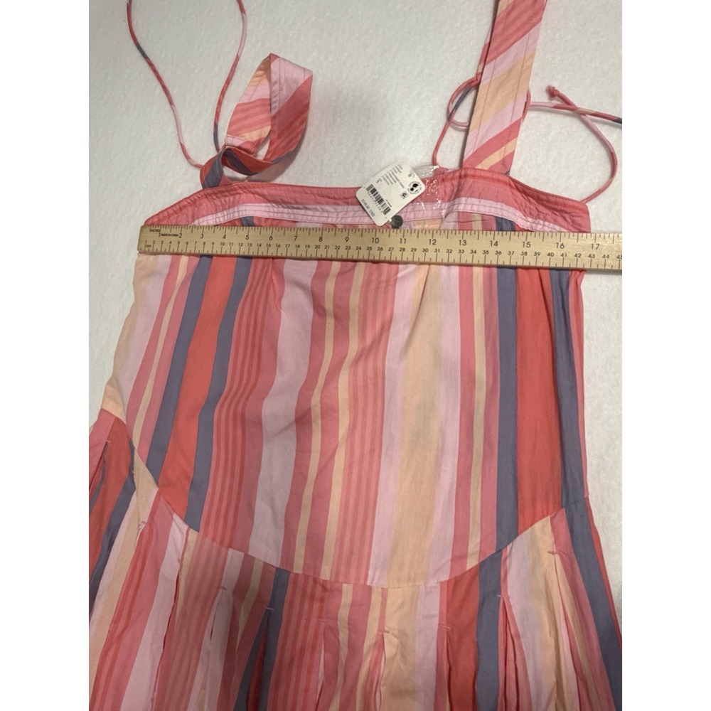 Free People NWT Woman's S Primavera Stripe Midi Dress Pink Coral & Blue NWT - Picture 6 of 11